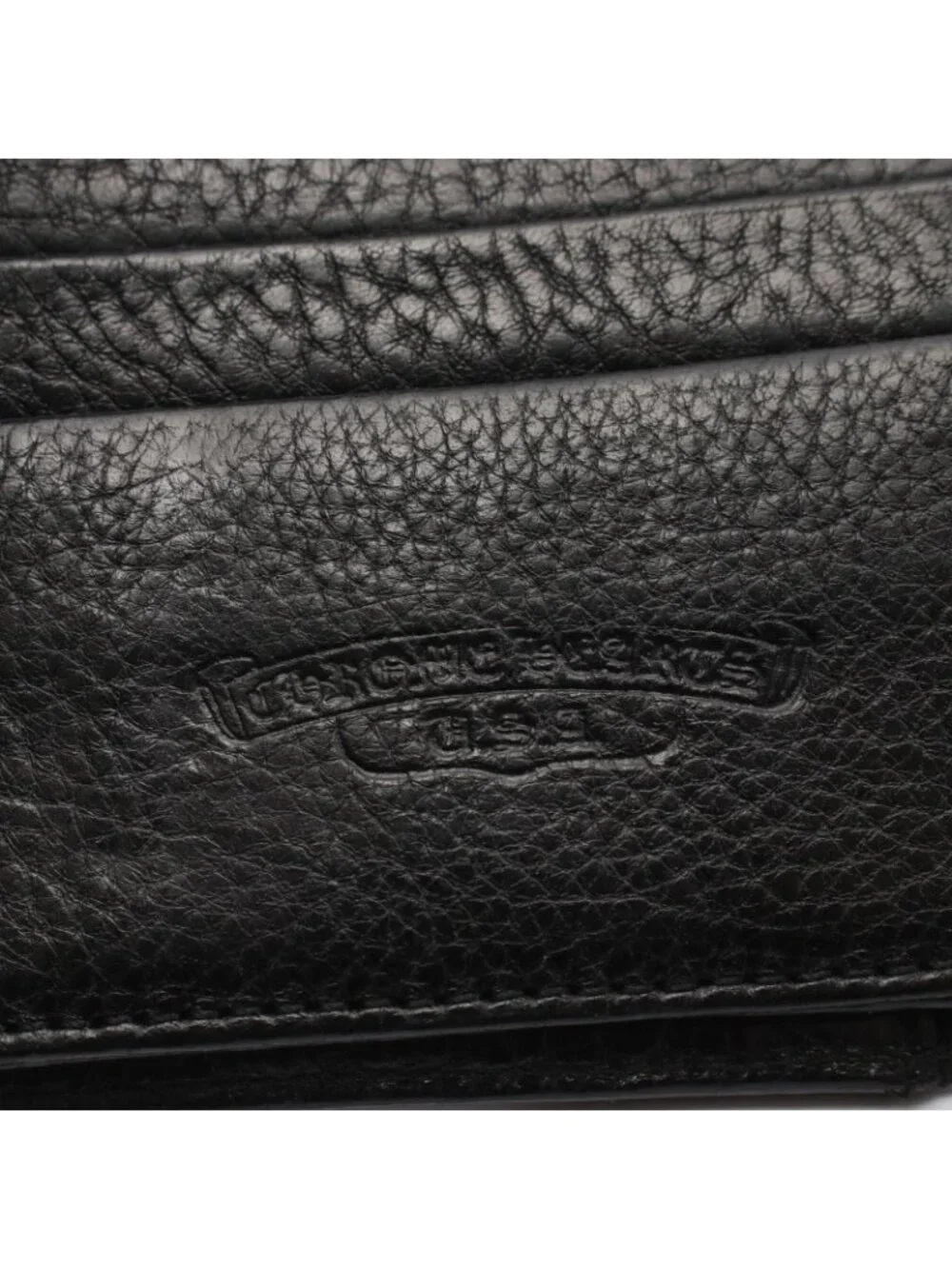 Chrome Hearts Trifold Wallet Wave Cross Button Leather